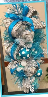 Free Shipping, Christmas Wreath, Turquoise and White Swag, Elegant Christmas Wreath, Holiday Front Door - Etsy