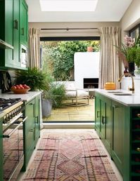 Green kitchen - galley kitchen design