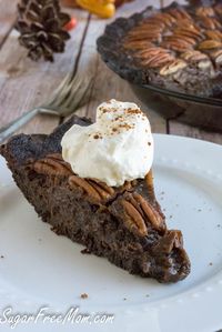 Low Sugar Low Carb Chocolate Pecan Pie on www.sugarfreemom.com