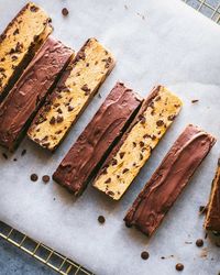 The BEST no-bake cookie dough bars you will ever try! Made with just six ingredients and vegan, gluten-free, soy-free, and nut-free.