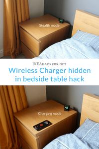 Wireless Charging Pad Hidden in IKEA bedside table