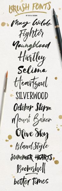 I don't know about you but I just LOVE brush fonts! So here are 14 of my favorite, trending brush fonts. May Wilde | Fighter | ...