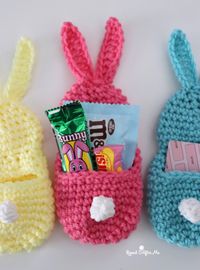 Crochet Bunny Pockets - Repeat Crafter Me