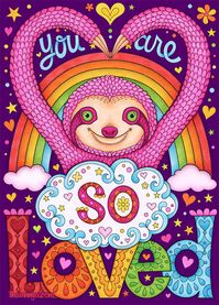 "You are so loved" Rainbow Sloth Coloring Page from Thaneeya McArdle's Power of Love Coloring Book