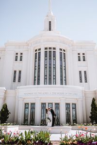 Payson Utah Temple Wedding | Cedar Hills Golf Club Reception Center | Blue bridal party colors | wedding details | modest wedding dress | bouquet goals | floral ideas | bridesmaid dresses |