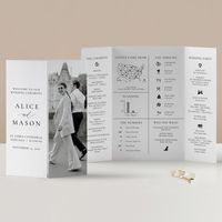 This fun infographic Gatefold Wedding Ceremony Program includes all your crucial details as well as so many fun facts and points of interest about the happy couple.  It is 7"x 10", folds down to 5"x 7".  3 templates are provided to give you printing choices. The template includes example QR Codes in the layout (QR Code creation instructions are included with purchase - creating your own QR Code is free and very easy!) These templates are designed to insert your own QR Code and then link your gue