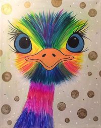 Eye See You Emu - for Austin  View Paint and Sip Artwork - Pinot's Palette