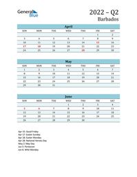 Free quarterly calendar for Barbados with holidays. Holiday calendars in PDF, Word, and Excel are printable and easy to customize.