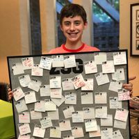 Zach’s mom ordered this Cool Corks concrete style cork board as the “sign-in” board for Zach’s Bar Mitzvah. Great idea for a Bar or Bat Mitzvah! And,  we can design something to match your theme. Now Zach has an awesome bulletin board for his room.