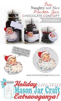 Free Naughty Not Nice Mason Jar Chocolate Gift Printables - Free Pretty Things For You