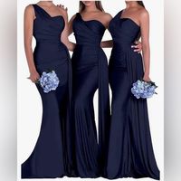 Brand New Size 12 Formal/Cocktail Dress That Is Navy Blue. Ordered For Bridesmaid Dress But Decided To Go With A Different Color.