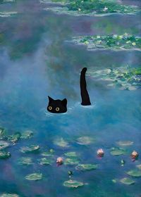 Cat Print Monet Waterlily by outdoorway | Redbubble