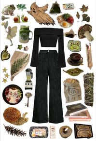 fall outfit inspiration, autumn outfit inspiration, trousers, black trousers, off the shoulder top, black shirt, black outfit, fall, autumn, sage, witchy, modern witch