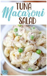 Tuna Macaroni Salad-- Tuna Macaroni Salad is a classic favorite. This recipe that comes out perfect every single time! Just a couple secret ingredients that makes it so good! #TunaMacaroniSalad #EasyMeal