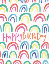 Colorful Watercolor Rainbows Birthday Card