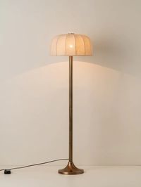 Ottino - aged brass and linen floor lamp | Floor Lamp | Lights & Lamps Inc | USA