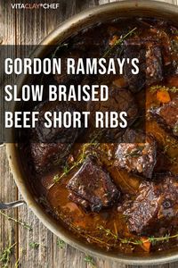 Gordon Ramsay's slow braised beef short ribs with organic mushroom's made in your crockpot or slow cooker! A delicious copy cat Gordon Ramsay recipe with step by step instructions. #braisedbeef #shortribs #gordonramsayrecipes