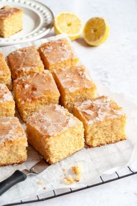 lemon drizzle traybake - Something Sweet Something Savoury