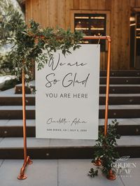 "MATCHING ITEMS: https://etsy.me/3v6WAUr Embrace the beauty of simplicity with our clean and modern design for your wedding welcome sign. The \"We Are So Glad You Are Here\" message is presented in a chic calligraphy font, creating an inviting atmosphere for your wedding. Add your own creative flair by customizing the sign with your names, wedding date, or a personalized message. Make it uniquely yours and a cherished keepsake from your special day. . . . . . . . . . . . . . . . . . . . . . . . . . . . . . . . . . . .  INSTANT DOWNLOAD! Purchase, edit, and print within minutes!  This template can be accessed through Templett.com - fully customizable template editor that allows you to personalize your printable directly in your web browser. No software to install or fonts to download. You w