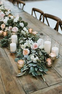 stunning sage green eucalyptus greenery and blush flower wedding centerpieces