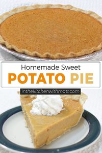 Learn how to make sweet potato pie at home from scratch. If you are a pie lover and like sweet potatoes give this homemade sweet potato pie recipe a try. It is perfect for Thanksgiving or Christmas. #sweetpotatopie #pie