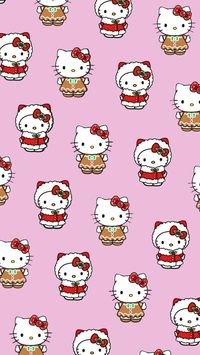 Hello Kitty Christmas phone wallpaper. #hellokitty #christmas #wallpaper #sanrio #santa #gingerbread #cute