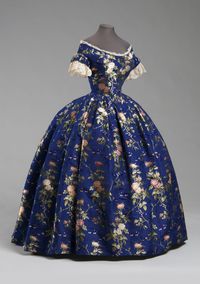 Ephemeral Elegance | Satin Brocade Evening Gown, ca. 1850 via...