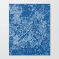 Kano City Map of Nigeria - Blueprint Canvas Print