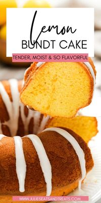 A delicious lemon cake baked in a Bundt pan! This Lemon Bundt Cake with Lemon Frosting is not only pretty but so delicious. It's tender, moist and so flavorful. That lemon frosting is the perfect topping. Serve it for dessert or a slice with coffee.