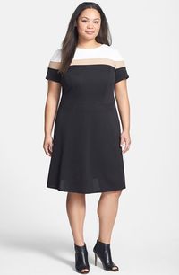 ABS by Allen Schwartz Mesh Inset Colorblock Pique Knit Dress (Plus Size) available at #Nordstrom