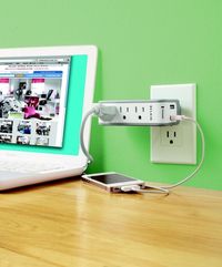 Multi-outlet surge protector with USB chargers ($29).