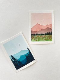 Petite aquarelle Mini scène paysage encadrée aquarelle - Etsy France