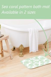 Add some beach vibes to your bathroom decor with this bathmat with a mint green sea coral pattern. Also perfect as a housewarming gift