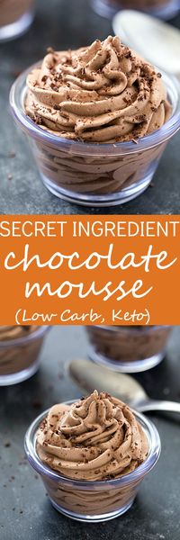 Secret Ingredient Easy Chocolate Mousse Recipe (Low Carb, Keto) - Create your amazing and incredibly easy chocolate mousse! The secret ingredient creates a whipped mousse that's secretly healthy. I bet you will not even be able to guess the secret ingredient!