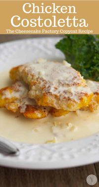 Chicken Costoletta made with boneless chicken breaded in a Panko and lemon crust, fried; then topped with a lemony cream sauce. #chicken #copycatrecipe #lemonchicken