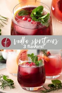 Vodka Spritzers are crisp, refreshing and so easy to make! This spritzer recipe includes 3 delicious flavors and is made with a just few simple ingredients!