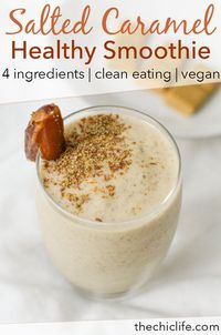 Did you know you can make a Healthy Salted Caramel Smoothie Recipe without added sugar? You can make it with health-boosting ingredients. #SmoothiesSmoothieBowlsAndJuices #SmoothiesSmoothieRecipes #SmoothiesSmoothies #SmoothiesSmoothieBowl