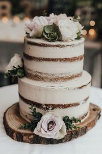 rustic naked wedding cake