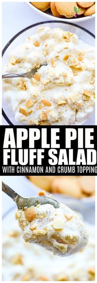 Apple Pie Fluff Salad tastes JUST LIKE Apple Pie! Move over watergate, this is your new favorite fluff #fluffsalad #applepie #dessert #salads #recipe #sidedish #saltysidedish