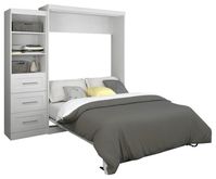 Pemberly Row 90" Queen Wall Bed in White, Queen - Transitional - Murphy Beds - by Homesquare | Houzz