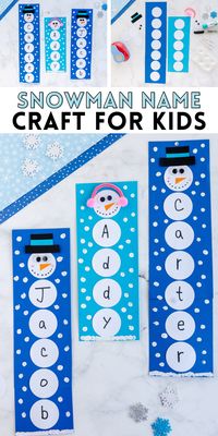 This Snowman Name Craft is such a fun and cute snowman craft! Kids of all ages will love to build their own paper snowman complete with their personalized name!