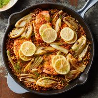 One-Skillet Salmon with Fennel & Sun-Dried Tomato Couscous