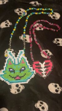 made by me!!! gnarpy perler might go to a friend !!! ^^ (patterns for perlers are in my perler board btw!!!!!) #gnarpy #scene #kandi #perler