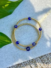 Wonderful quality gold filled ball beads with blue evil eye bead