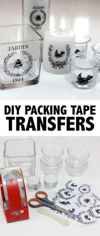 DIY Packing Tape Transfers! This is such a fun Technique for transferring images, or photos, onto glass. A must try for sure!! Great for crafts or DIY Home Decor projects.