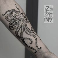 Blackwork Octopus Tattoo by @zema_zima