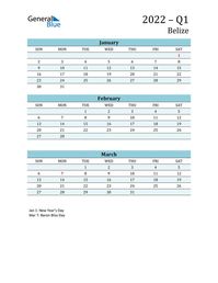 Free quarterly calendar for Belize with holidays. Holiday calendars in PDF, Word, and Excel are printable and easy to customize.