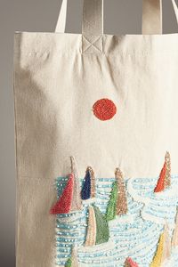 Cotton One inner slip pocket Imported | Embroidered Canvas Market Tote by Anthropologie in Blue, Women's, Cotton