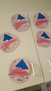 Sail boats footprint boats toddler art