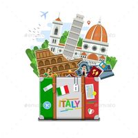 Concept Of Travel Or Studying Italian.  - Travel Conceptual